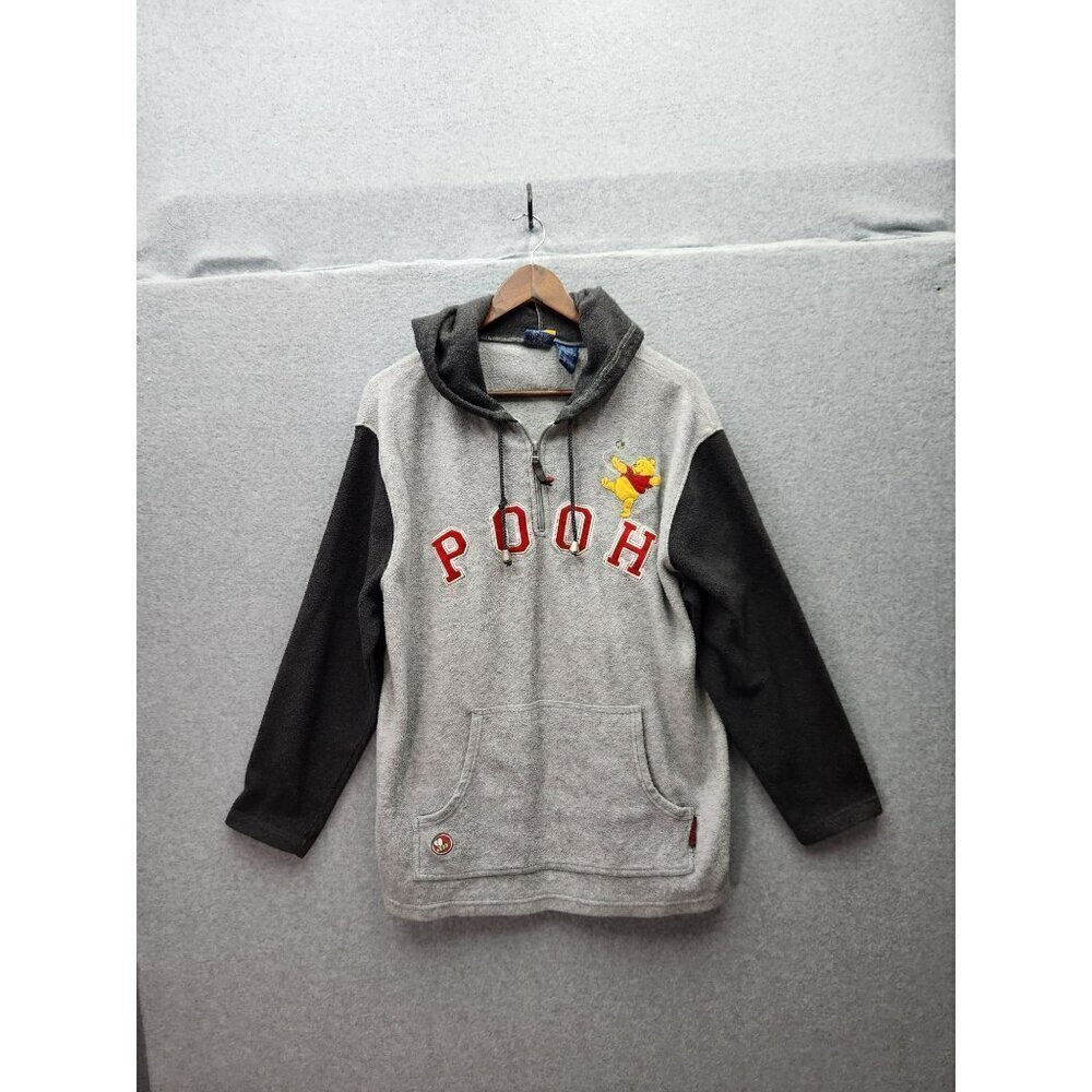Disney Pooh Womens Fleece Pullover Hoodie Gray/Black 18W/20W With Front Pocket &